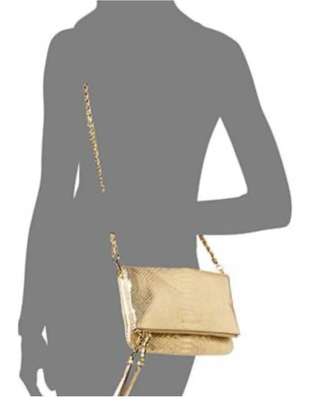 Michael Kors Gold Embossed Corinne Medium Messenger Bag - Picture 2 of 4